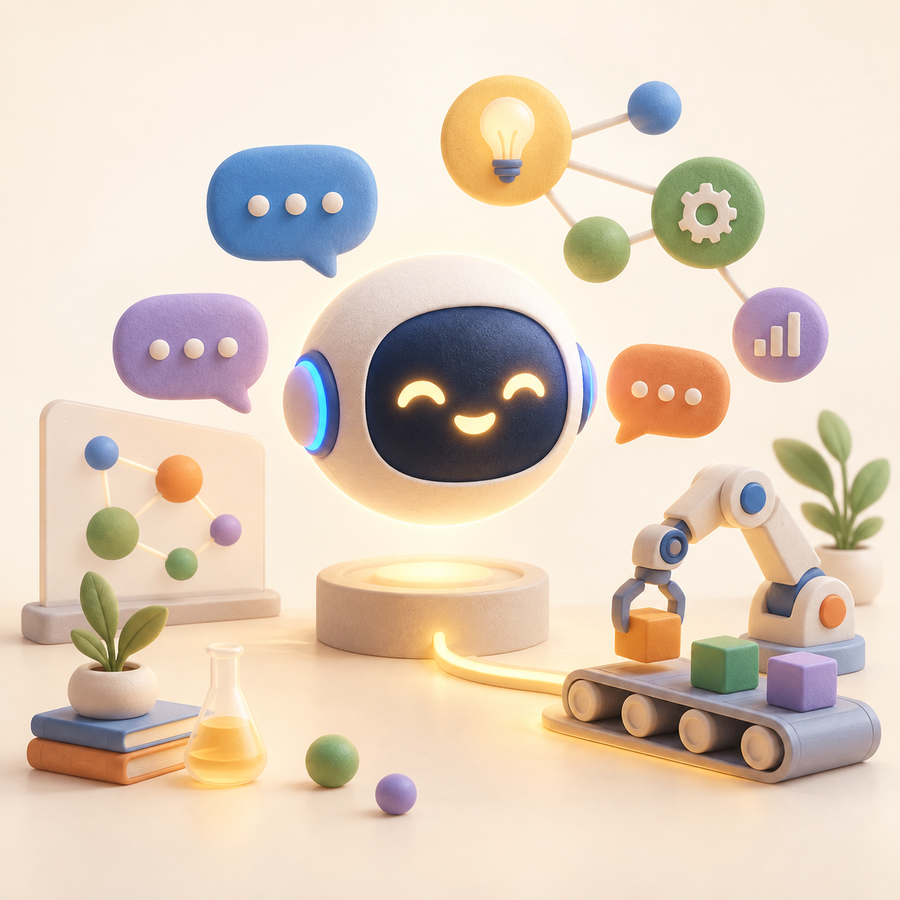 A friendly AI assistant connecting conversations, ideas and automated tasks