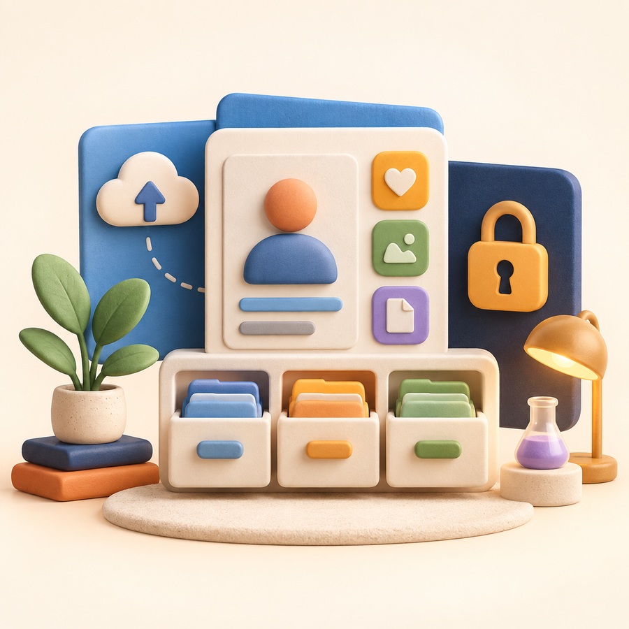 A secure customer dashboard with uploads and organised private content